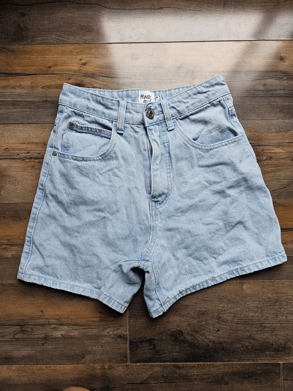 Princess Polly Light Blue High-Rise Denim Shorts